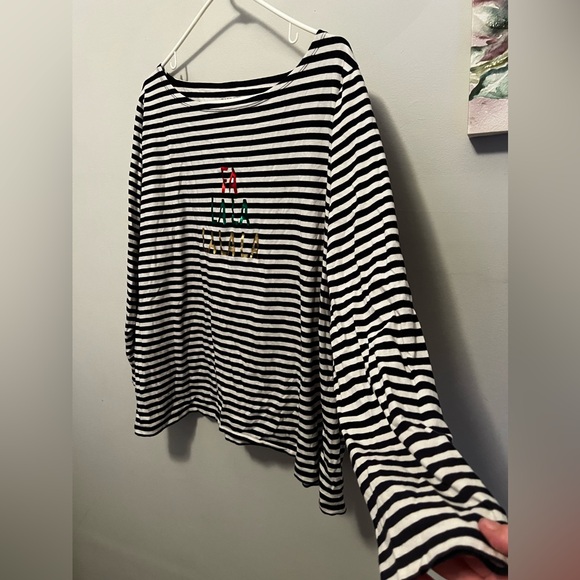 Talbots Navy and White Striped Holiday Shirt Size 3X - Picture 3 of 6